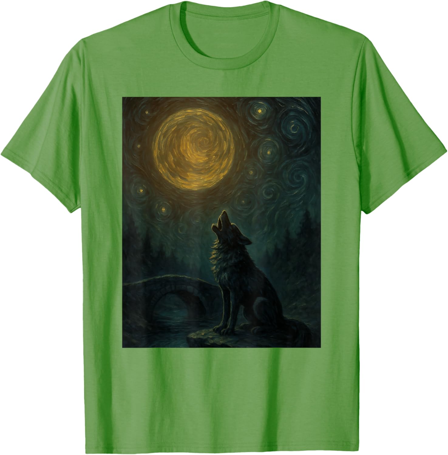 Wolf Starry Night Van Gogh Graphic T-Shirt for Art Lovers and Fashionistas - 29