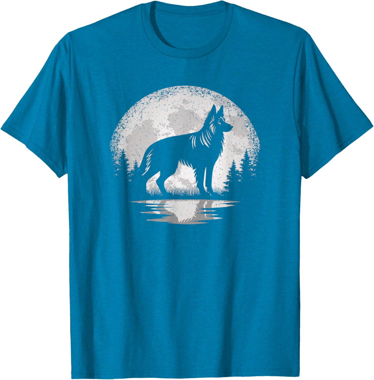 Vintage German Shepherd Moon T-Shirt for Dog Lovers - Unisex Style - 3