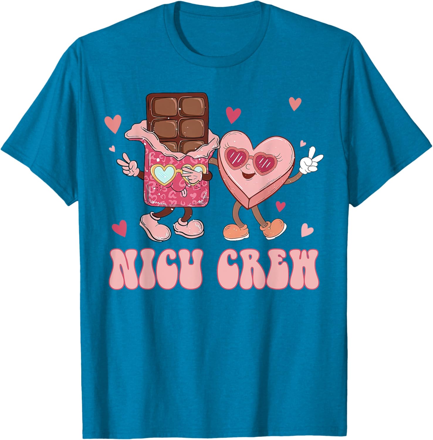 Retro NICU Crew Valentine's Day T-Shirt for Nurses with Cute Heart Design - 5