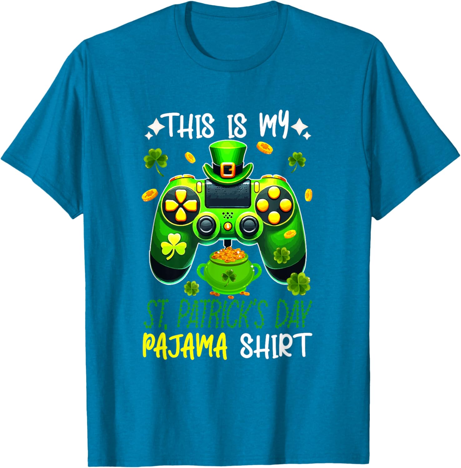 St. Patrick's Day Gamer T-Shirt - Fun Pyjama Shirt for Gaming Enthusiasts - 19