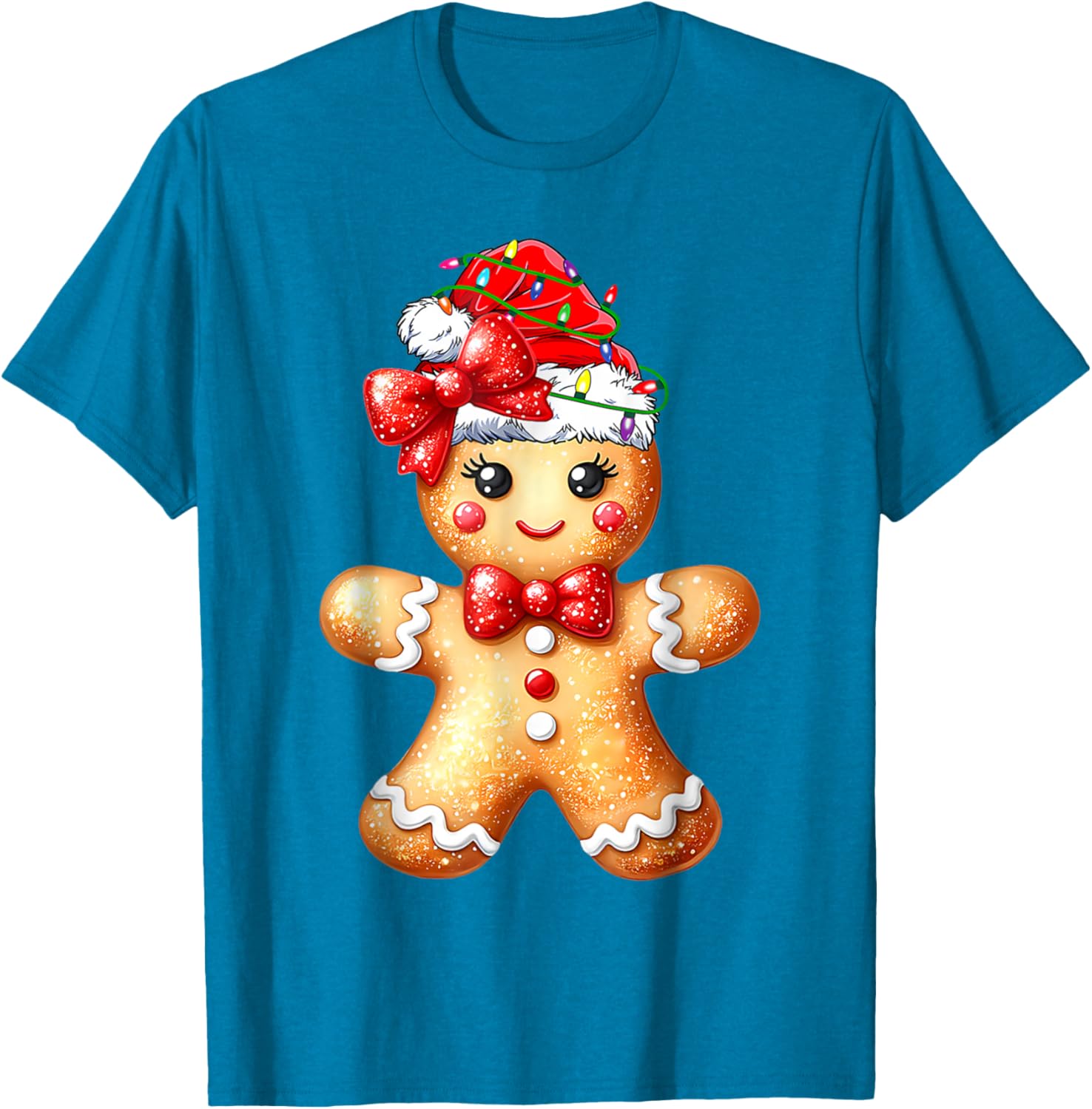 Merry Christmas Gingerbread Santa T-Shirt for Girls and Women - 16