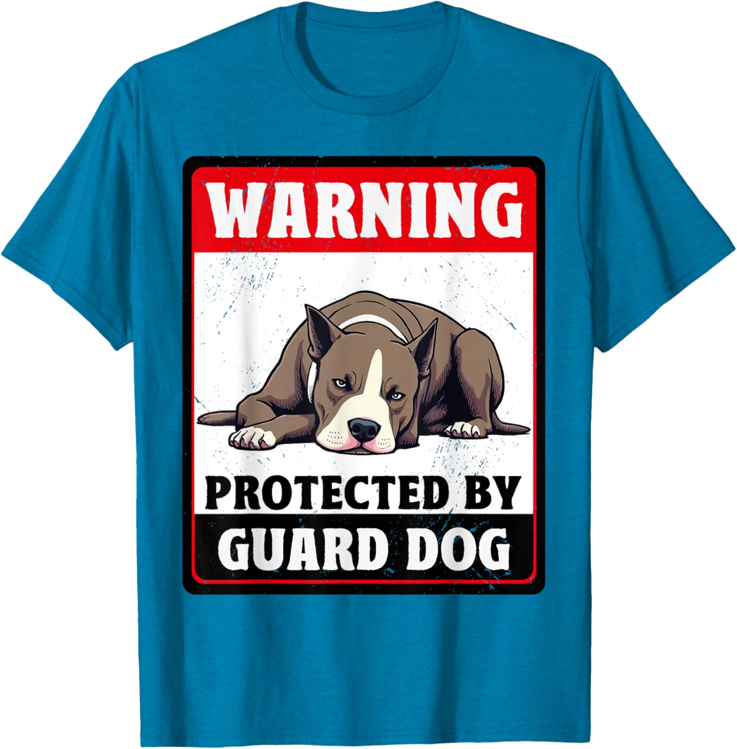 Warning Protected American Staffordshire Terrier Guard Dog T-Shirt - 6