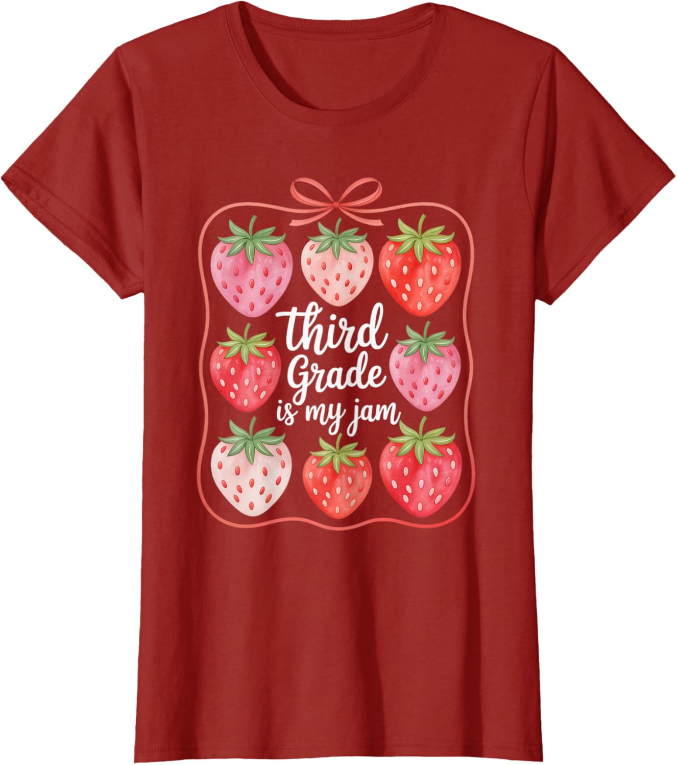 Cute Strawberry Teacher Back to School T-Shirt for Third Grade Fun - 8