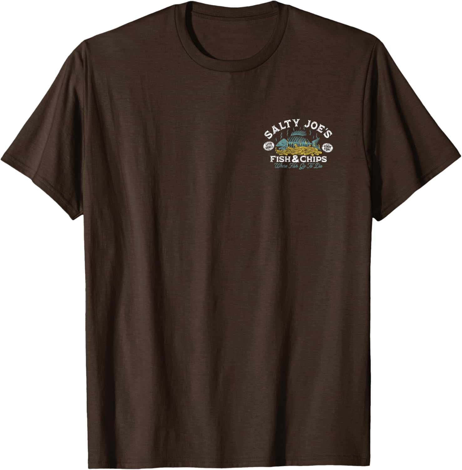 Salty Joe's Fish and Chips Logo Graphic T-Shirt for Casual Style Fans - 11