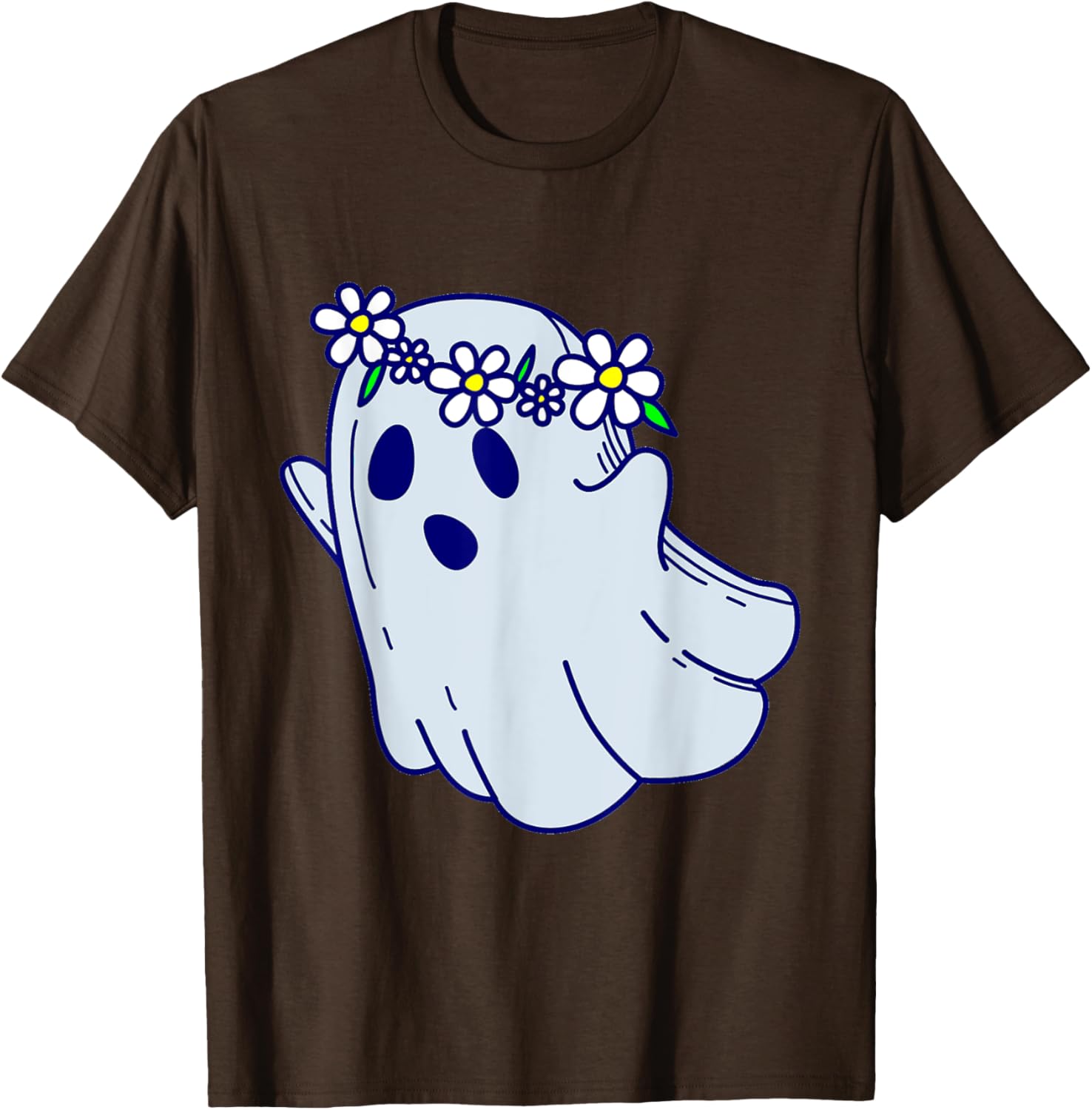Groovy Halloween Ghost Boho Floral 1960s Goth T-Shirt for Spooky Style - 12