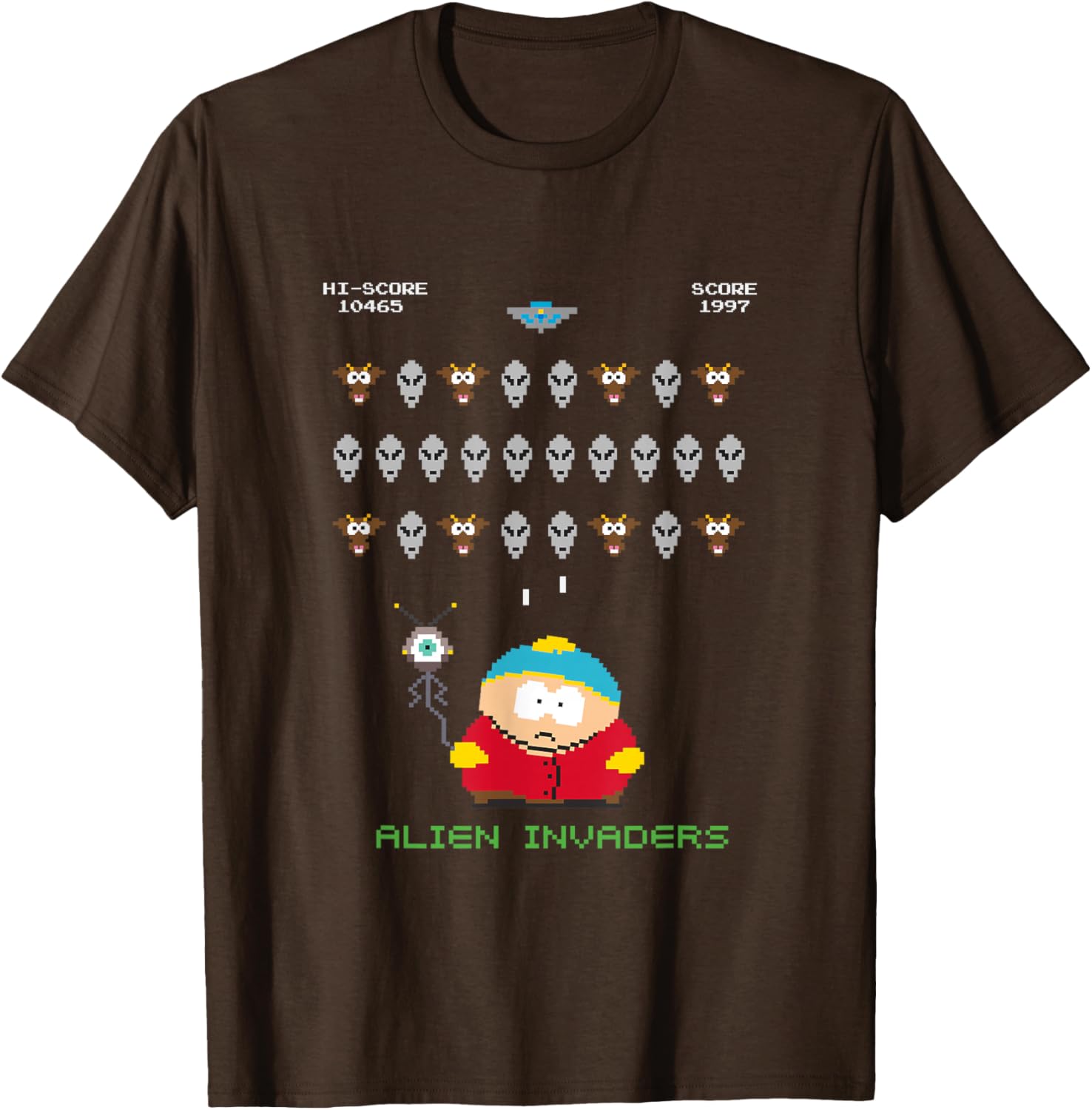 South Park Cartman Alien Invaders 8-Bit Pixel T-Shirt for Fans - 2