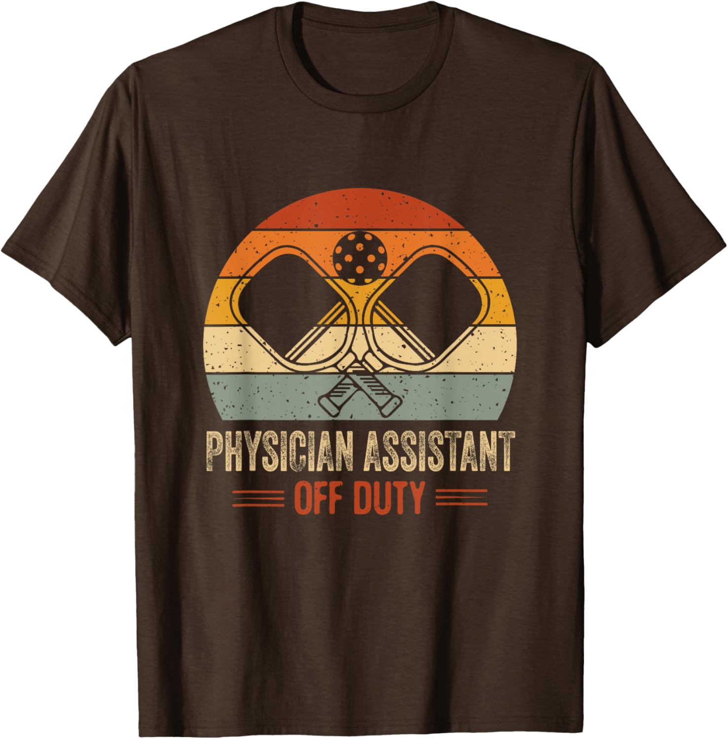 Vintage Sunset Off Duty Physician Assistant Pickleball T-Shirt for Fun - 1