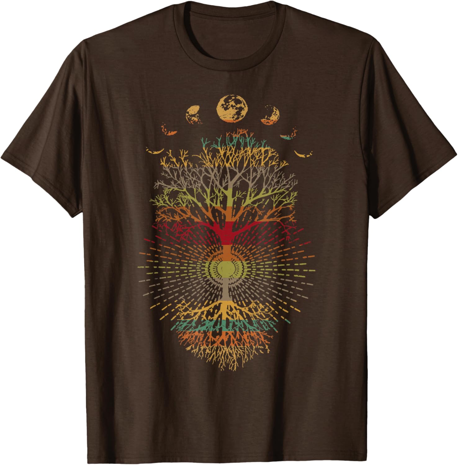 Phases of the Moon Retro Tree of Life T-Shirt 60s 70s Vibe - 19