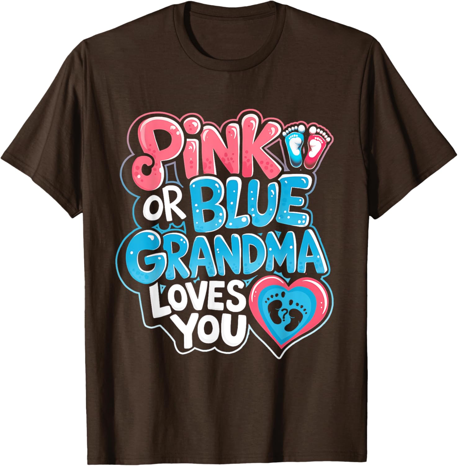 Pink or Blue Grandma Loves You Gender Reveal Party T-Shirt for Fun Celebrations - 16