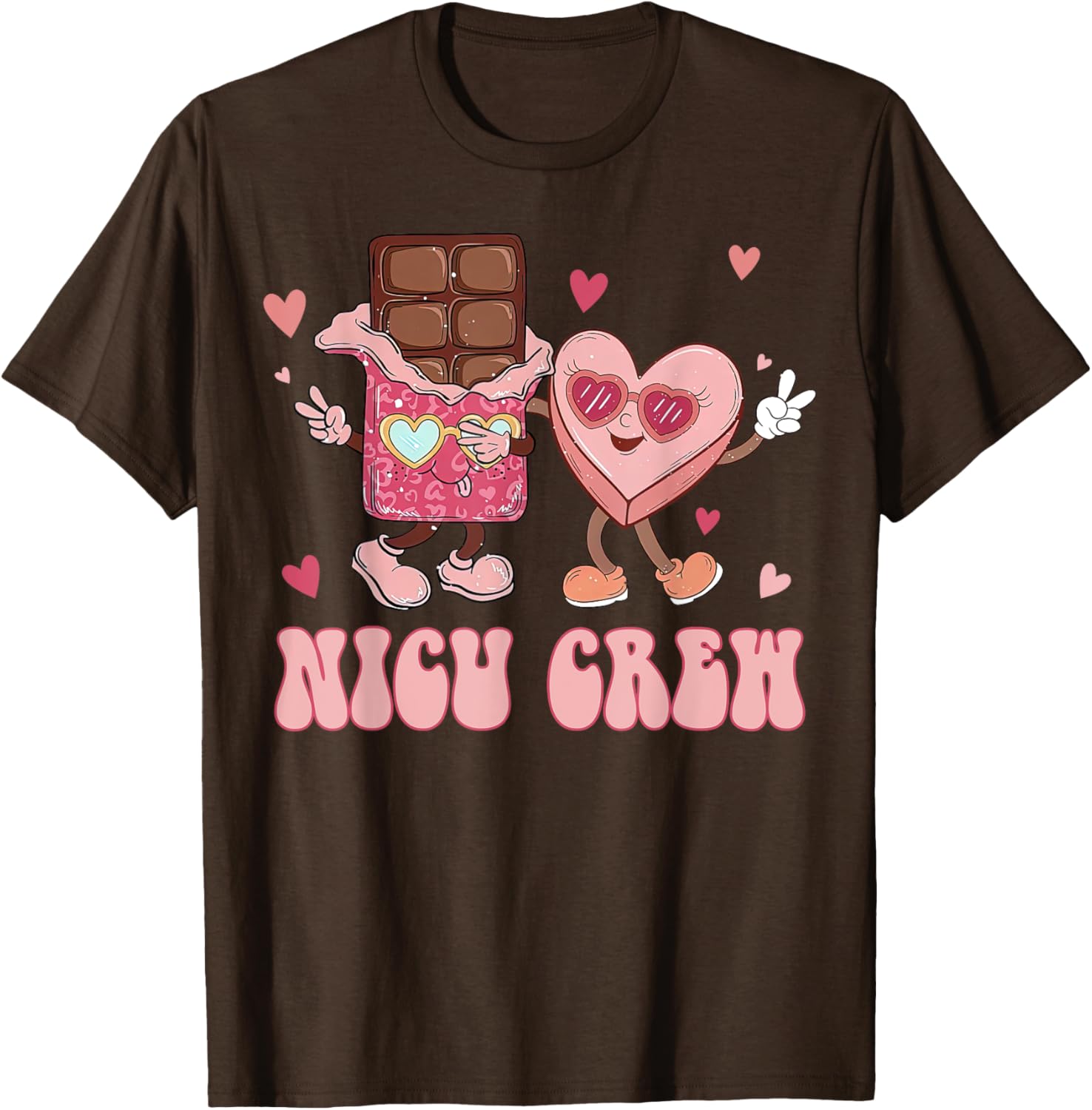 Retro NICU Crew Valentine's Day T-Shirt for Nurses with Cute Heart Design - 14