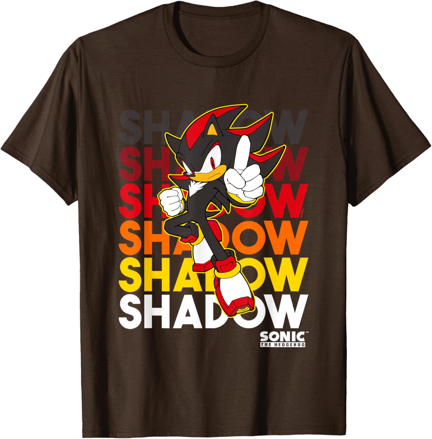Sonic The Hedgehog Shadow Logo Stacked Text Cool Graphic T-Shirt - 2
