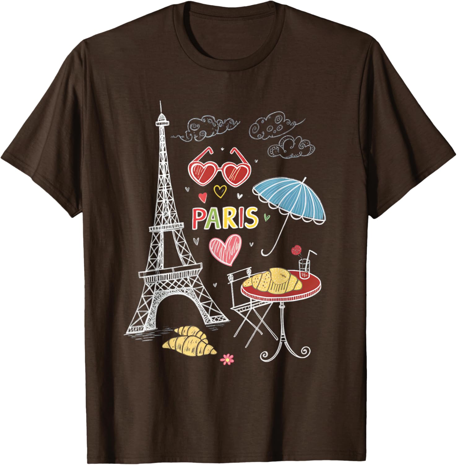 Paris Eiffel Tower Cafe Scene T-Shirt for Girls - Perfect Travel Souvenir - 7