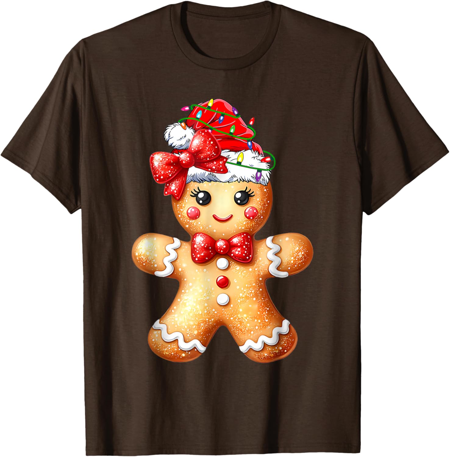 Merry Christmas Gingerbread Santa T-Shirt for Girls and Women - 6