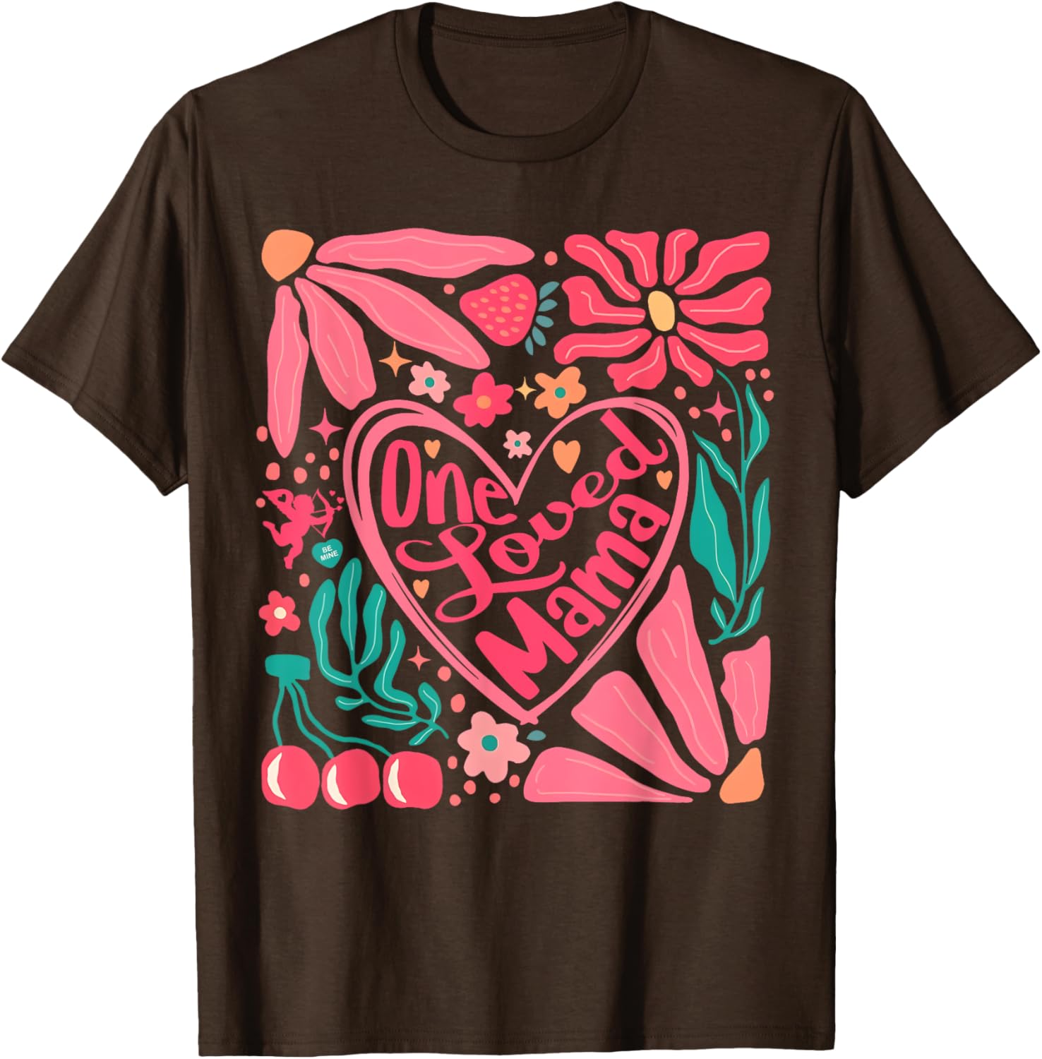 One Loved Mama Boho Floral Valentine's Day T-Shirt for Moms - 1