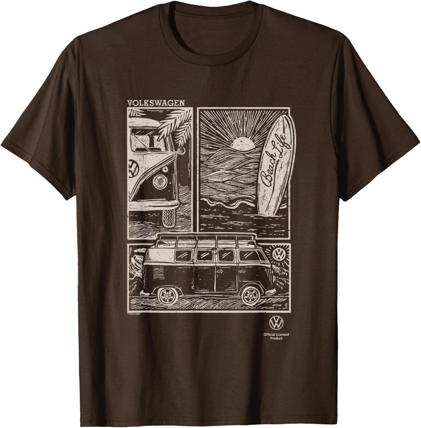 Volkswagen T1 Campervan Surf Sketch T-Shirt for Beach Lovers and Adventurers - 5