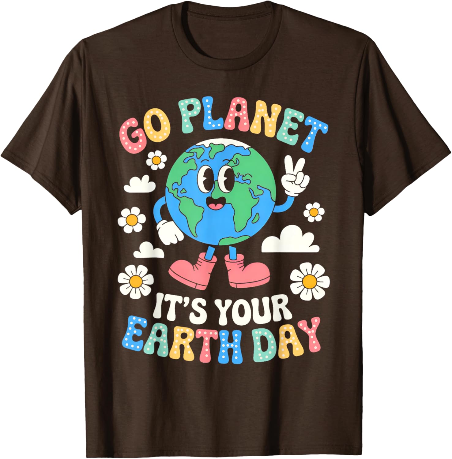 Groovy Go Planet Earth Day 2025 Retro Teacher Kids T-Shirt - 12