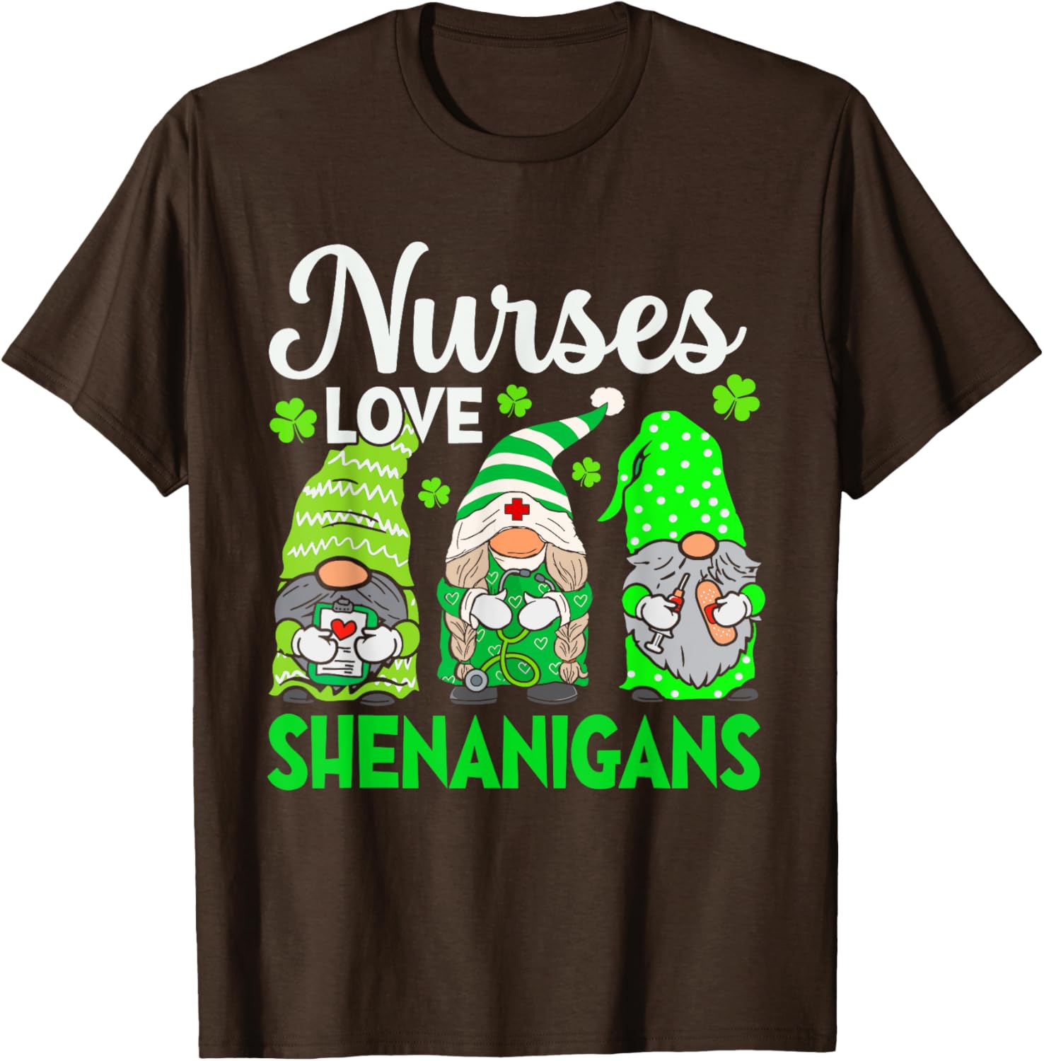 St Patricks Day Gnomes Nurses Love Shenanigans Scrub Top for Women - 9