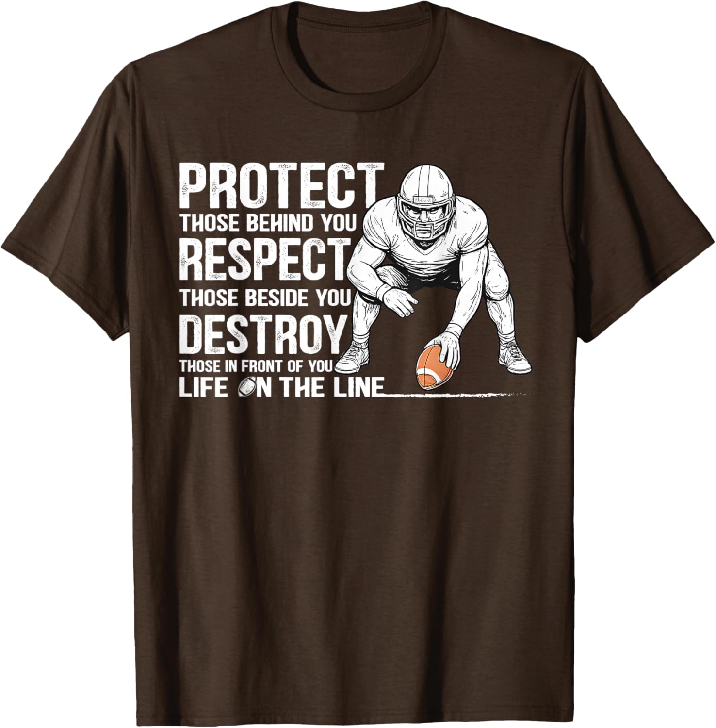 Vintage Protect Respect Destroy Offensive Lineman Football T-Shirt - 2