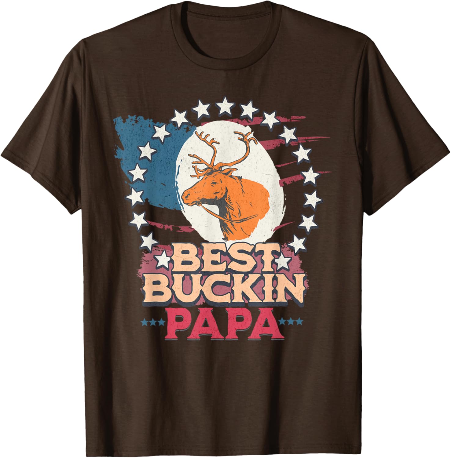 Best Bucking Papa American Flag T-Shirt for Fathers Who Love Hunting - 10