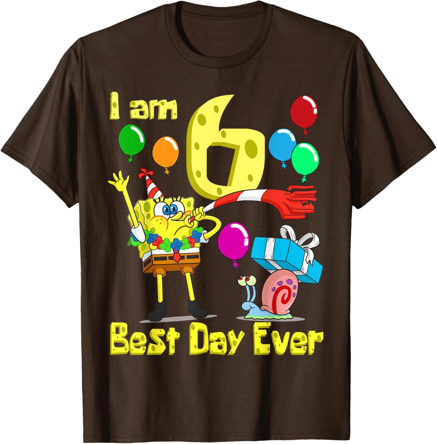SpongeBob SquarePants Birthday T-Shirt for 6 Year Olds Fun Party Wear - 10
