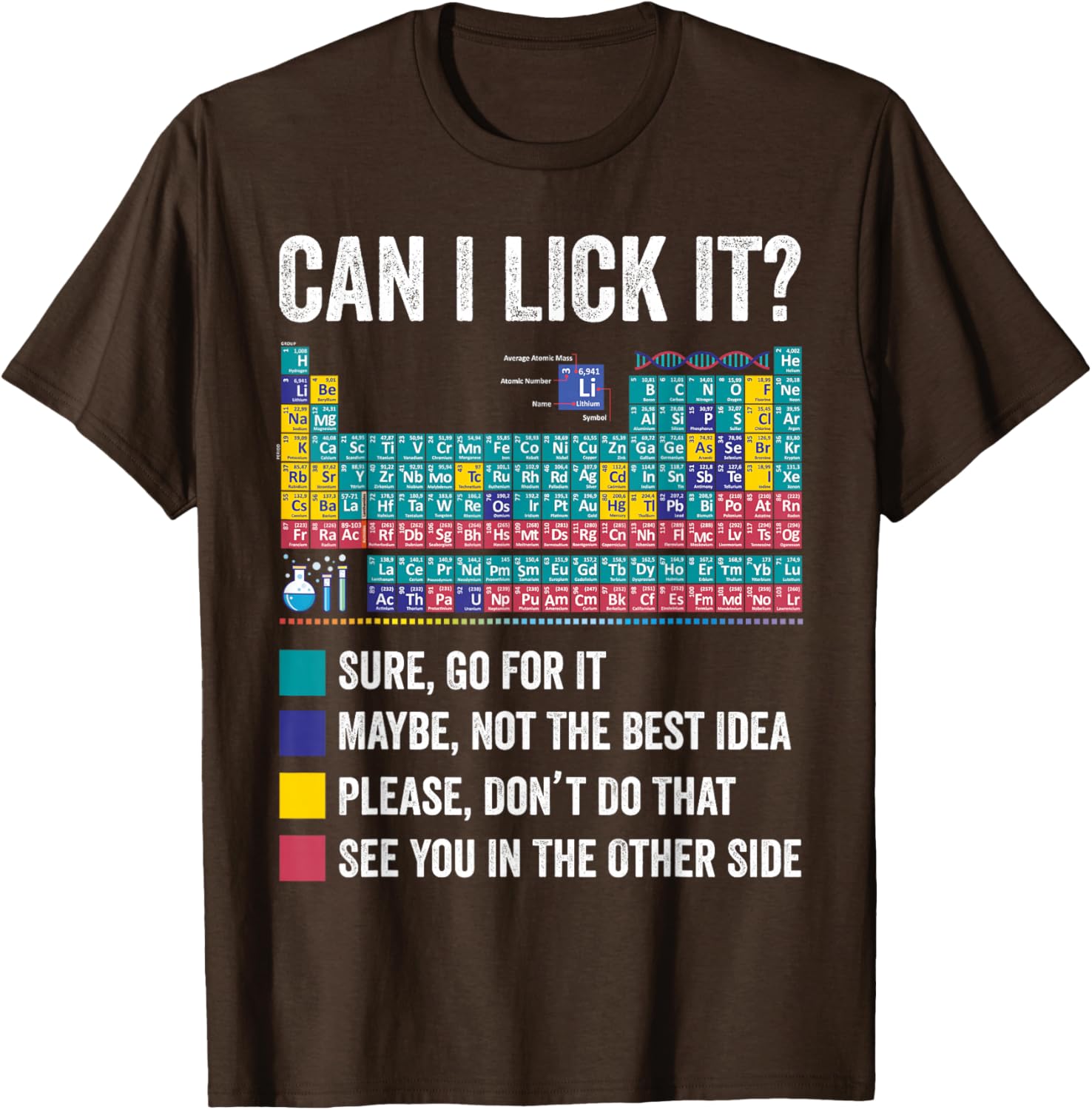 Fun Can I Lick It Periodic Table T-Shirt for Science Teachers and Fans - 4