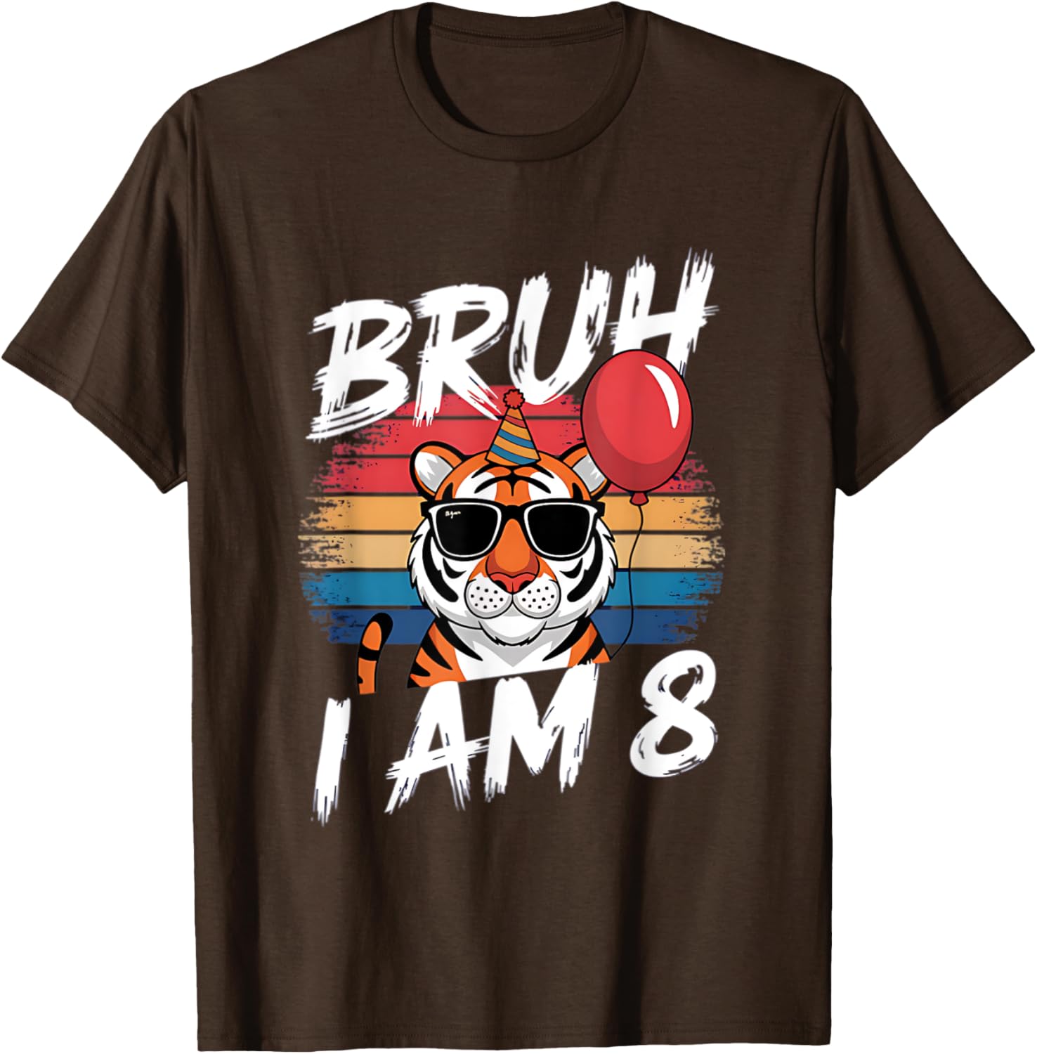 Retro Sunset Tiger Shirt for 8 Year Old's Birthday Party Fun - 12