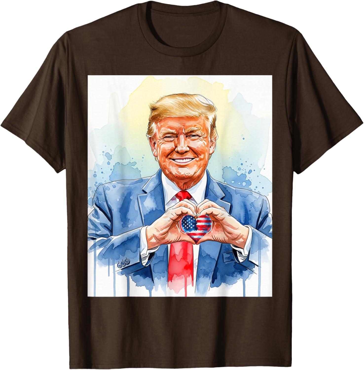 Patriotic Watercolor Trump Heart Hands T-Shirt for Proud Americans - 13