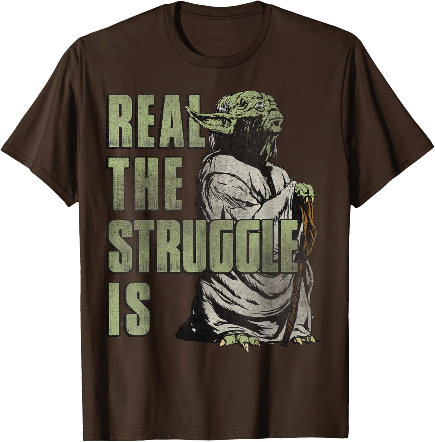 Star Wars Yoda Graphic T-Shirt The Struggle Is Real Fun Apparel - 9