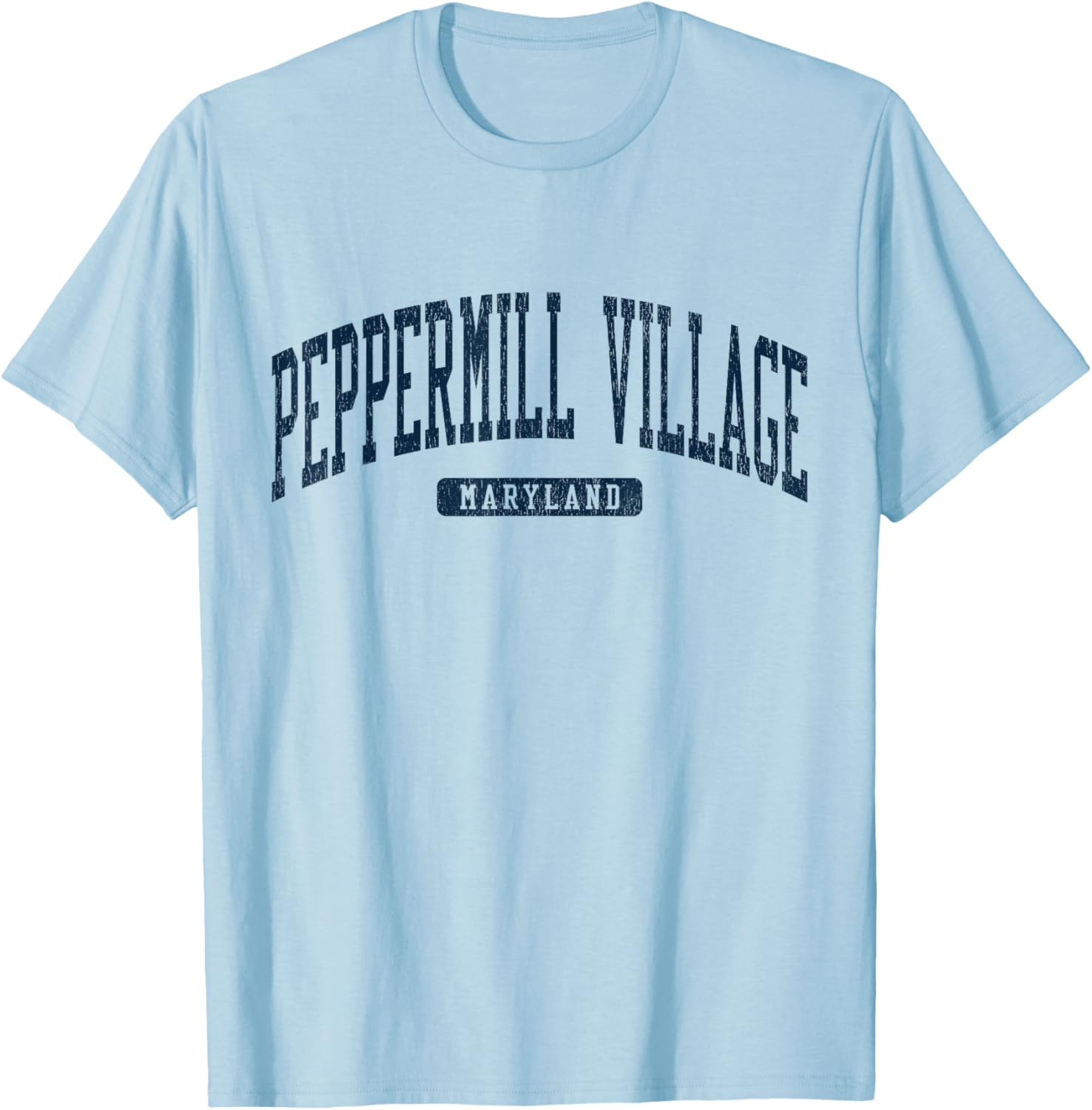 Peppermill Village Maryland College Blue T-Shirt for University Students - 1