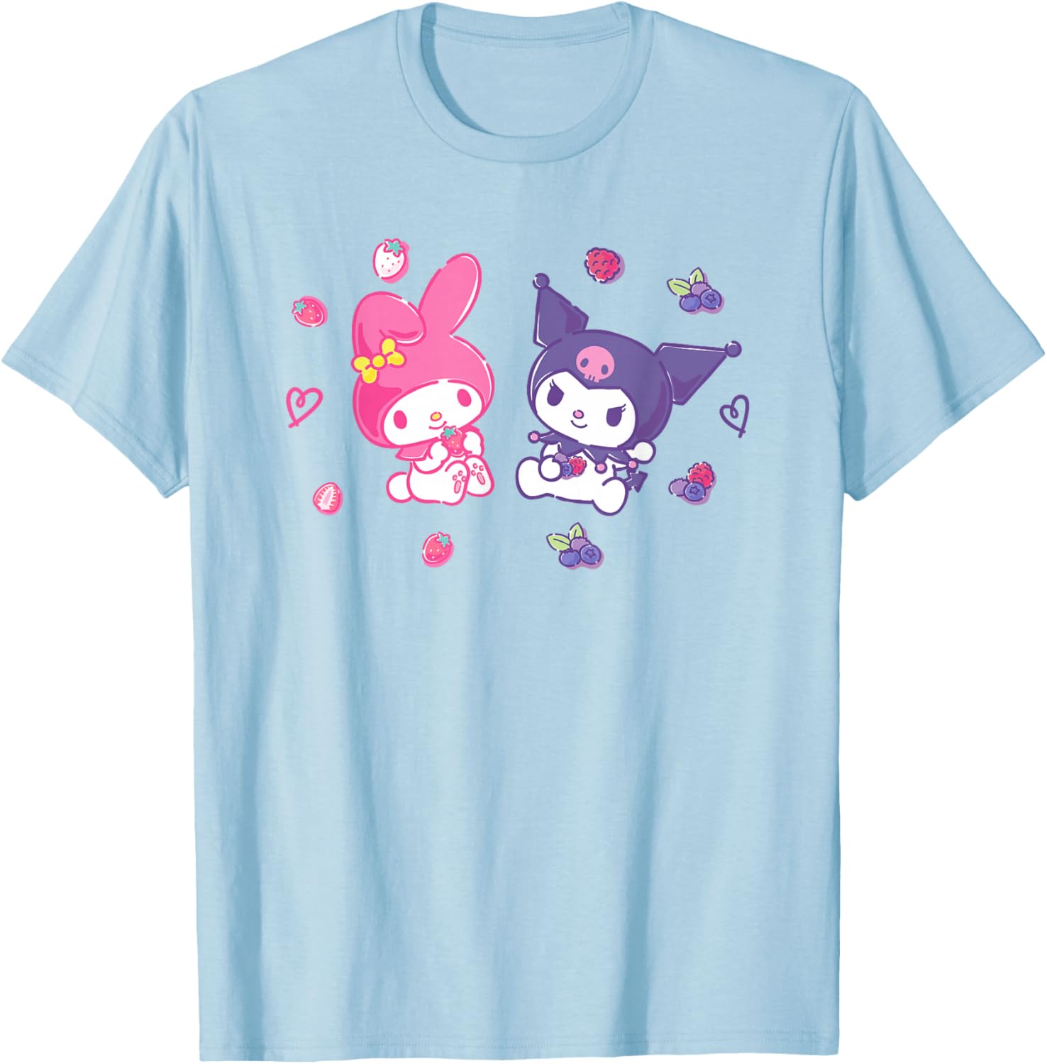 Sanrio Kuromi and My Melody Berry T-Shirt for Kids, Small Black Design - 2