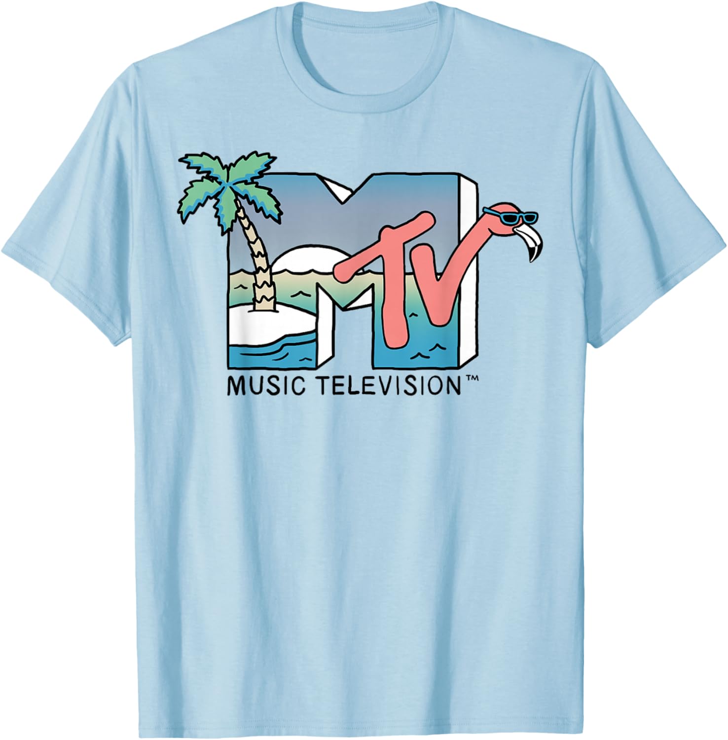 Vintage MTV Beach Island Flamingo Graphic T-Shirt for Casual Style - 9