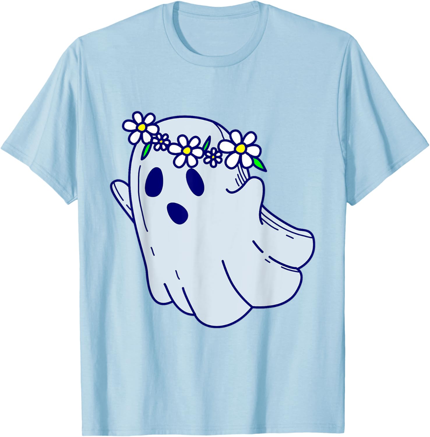 Groovy Halloween Ghost Boho Floral 1960s Goth T-Shirt for Spooky Style - 17
