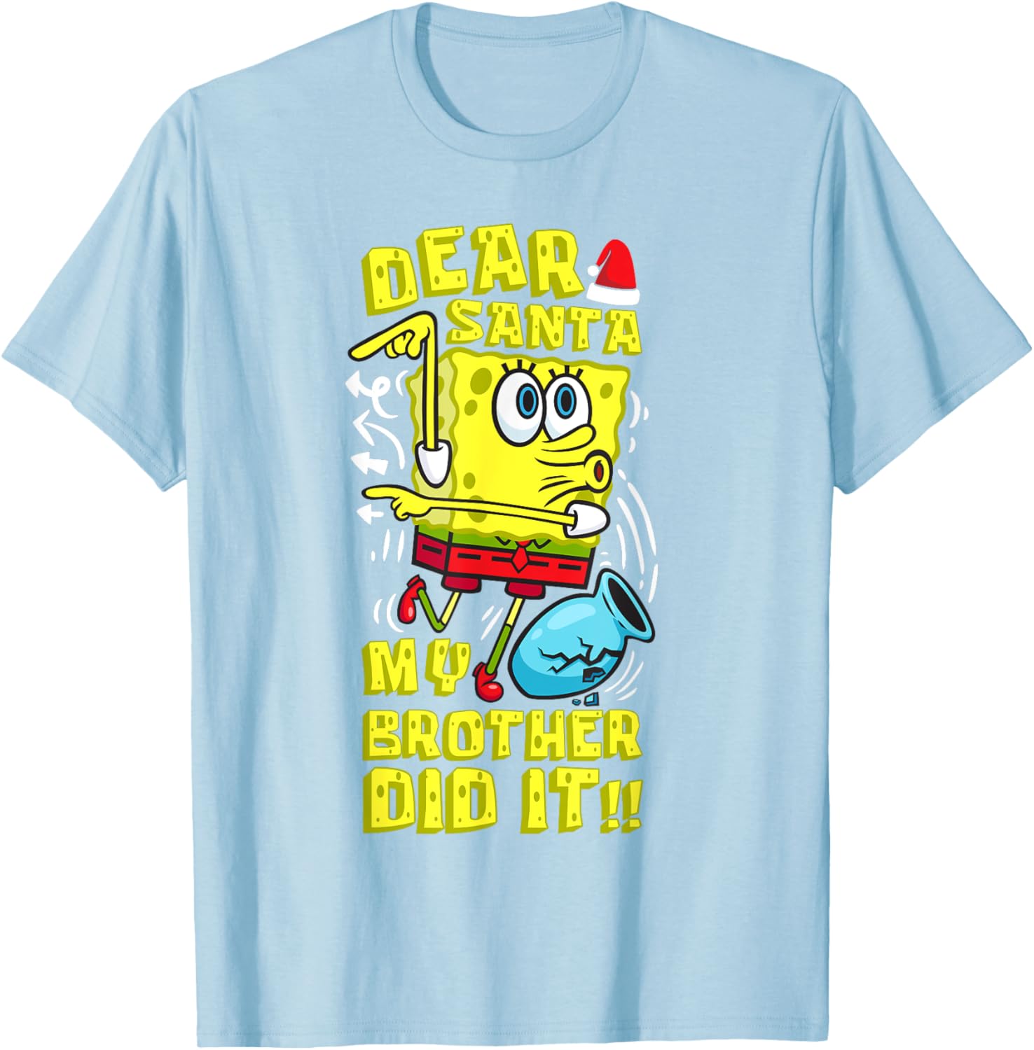 SpongeBob Christmas Dear Santa T-Shirt for Siblings Fun Humor - 1
