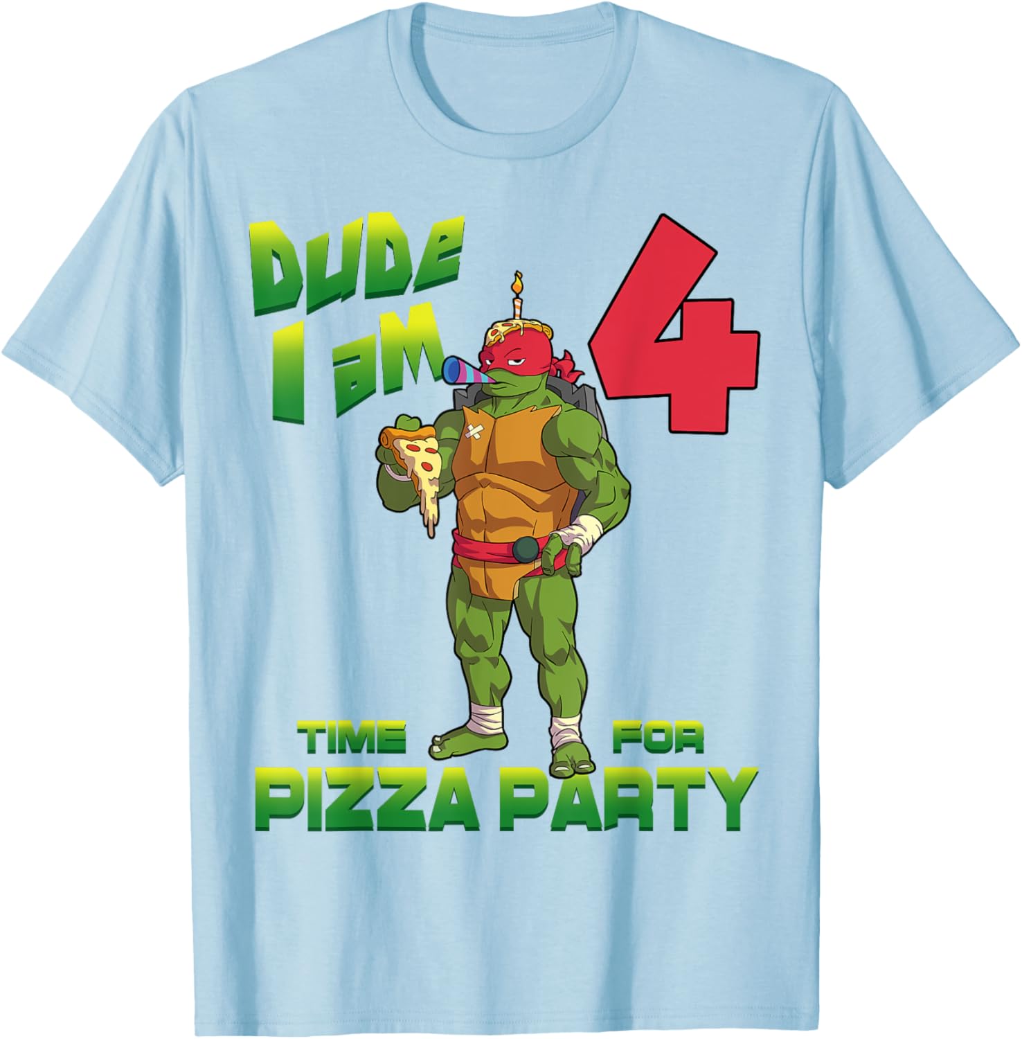 TMNT Raph Pizza Birthday Party T-Shirt for 4 Year Olds - Fun Kid's Clothing - 16