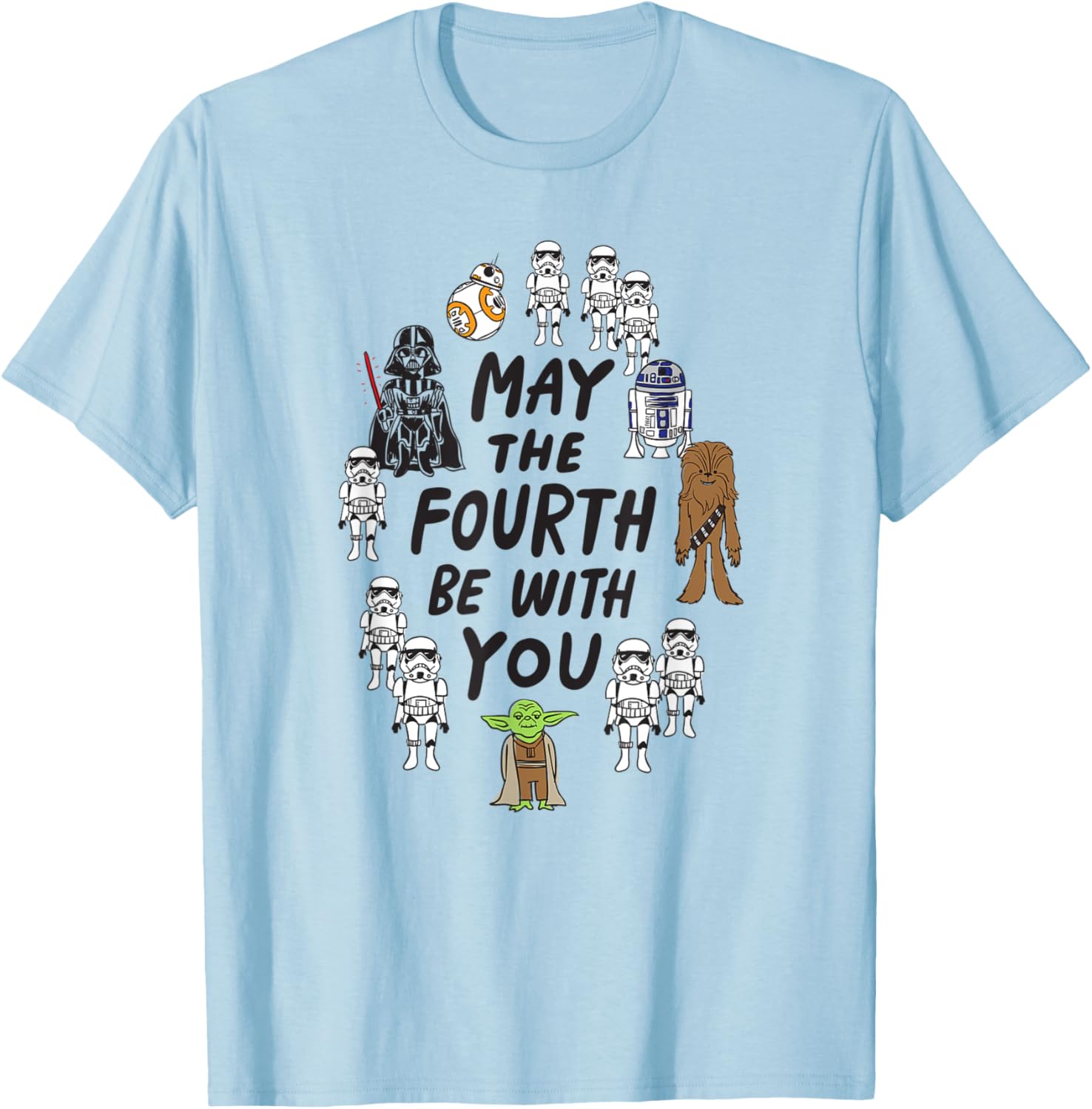Star Wars Boys May the Fourth Doodle Characters T-Shirt in White Small - 2