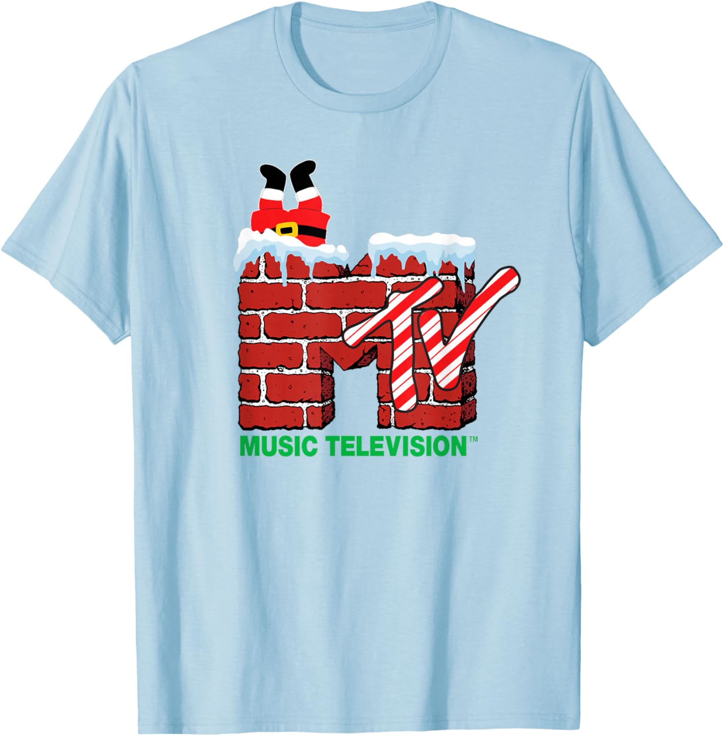 MTV Christmas Santa Claus Chimney Vintage T-Shirt for Holiday Cheer - 9