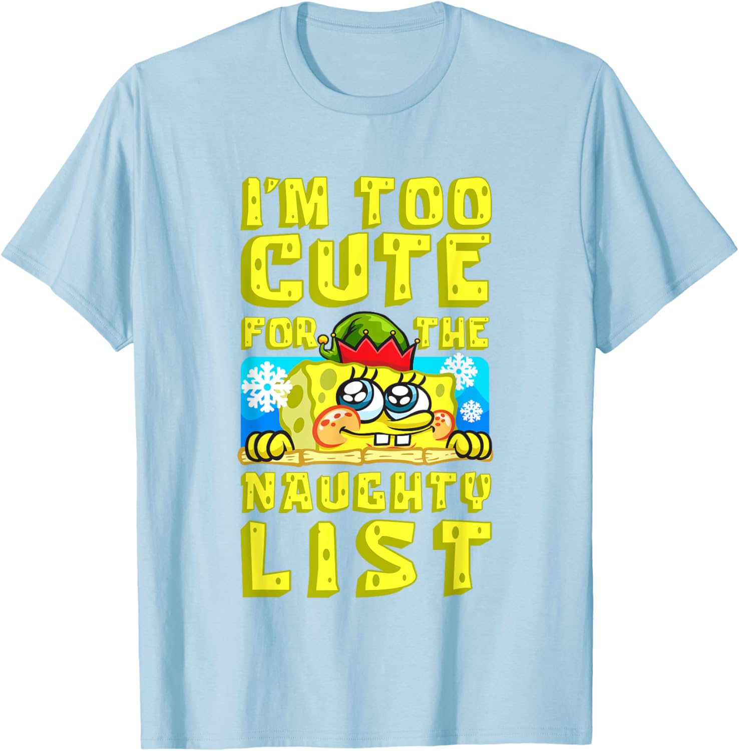SpongeBob Christmas I'm Too Cute for the Naughty List T-Shirt Gift - 14