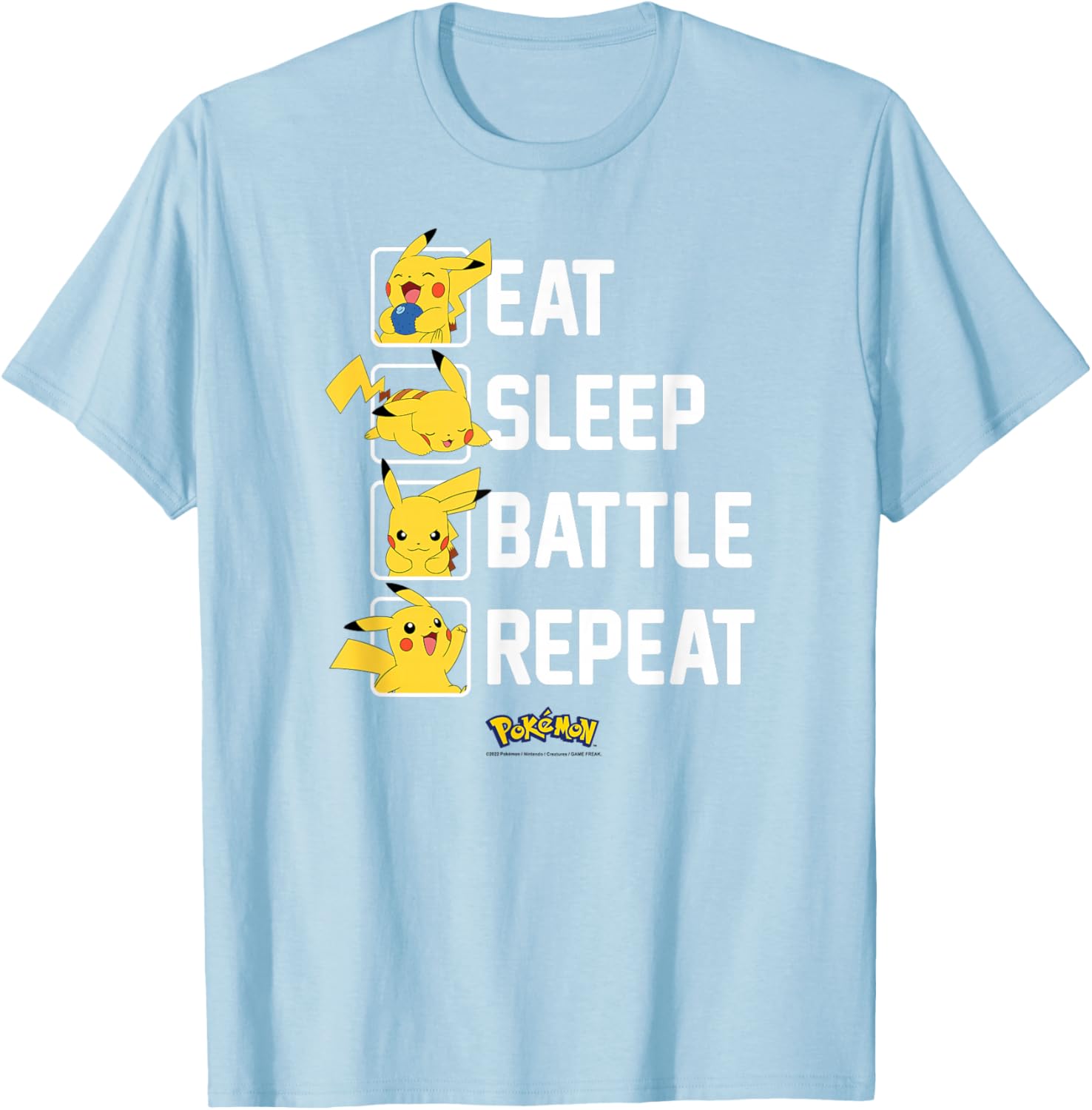 Pikachu Eat Sleep Battle Repeat T-Shirt for Pokémon Fans and Gamers - 16