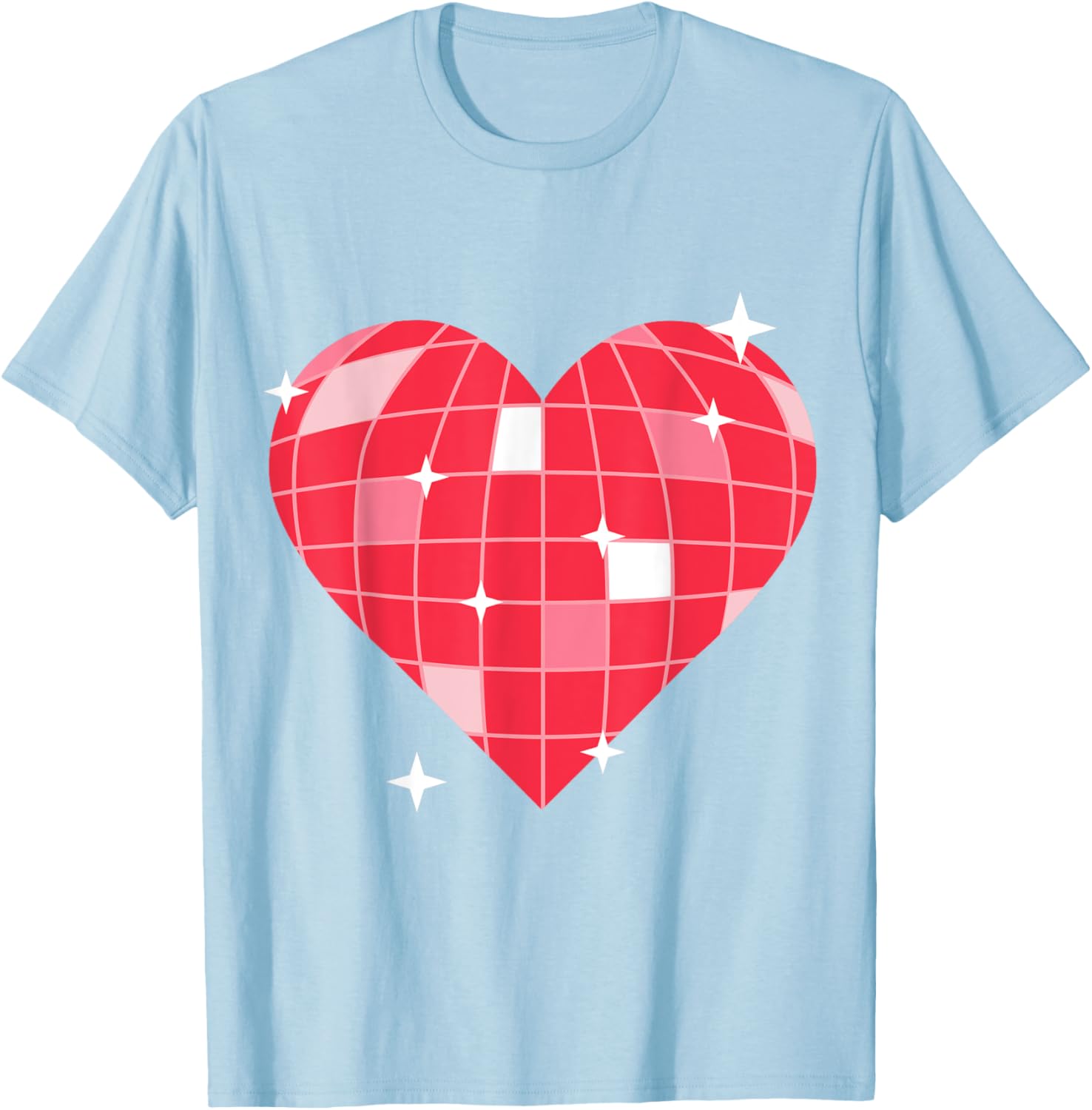 Retro 1970s Pink Heart Disco Ball T-Shirt for Vintage Lovers - 1