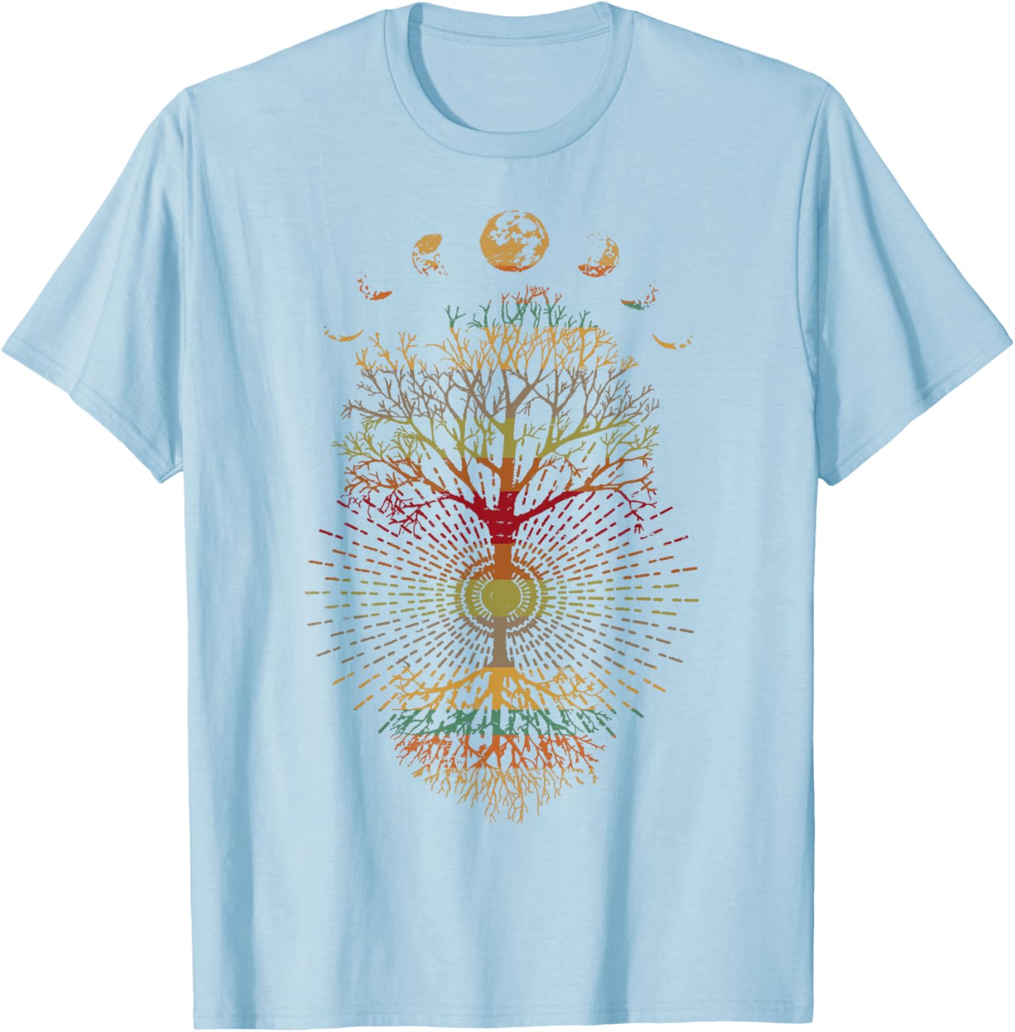 Phases of the Moon Retro Tree of Life T-Shirt 60s 70s Vibe - 5