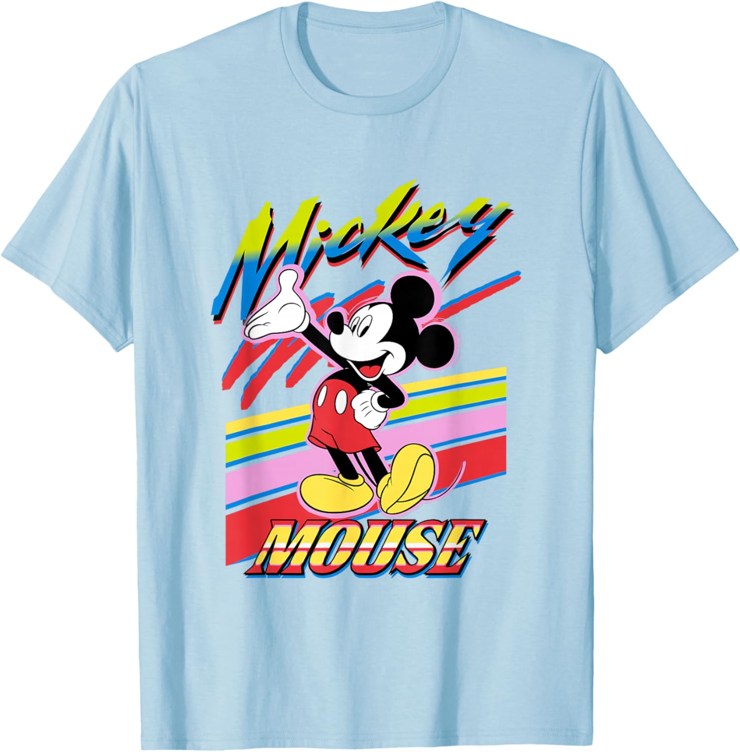 Vintage Disney Mickey and Friends Rainbow Stripes T-Shirt for Fun Style - 2