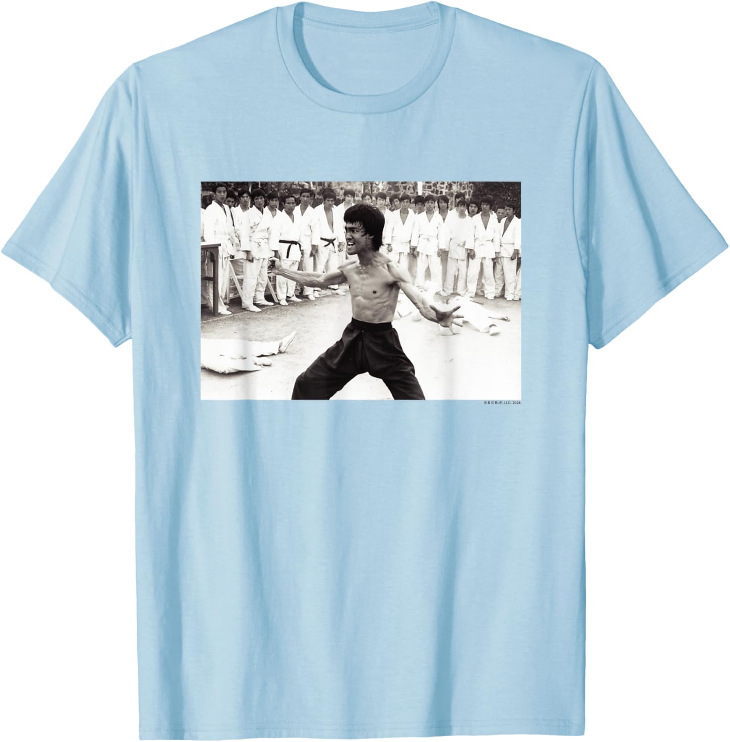 Vintage Bruce Lee Beats Everyone T-Shirt in Black and White Design - 1