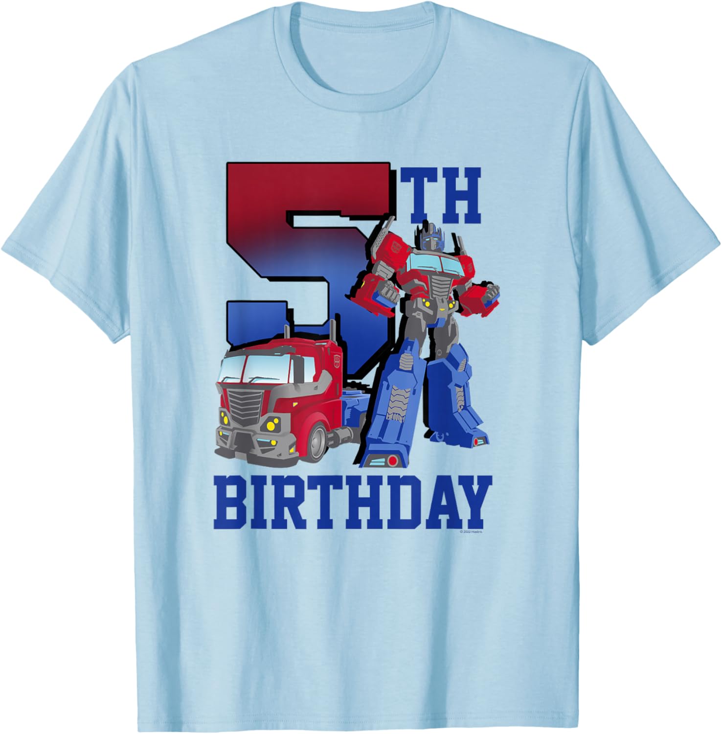 Transformers Optimus Prime 5th Birthday Gradient Poster T-Shirt for Kids - 8