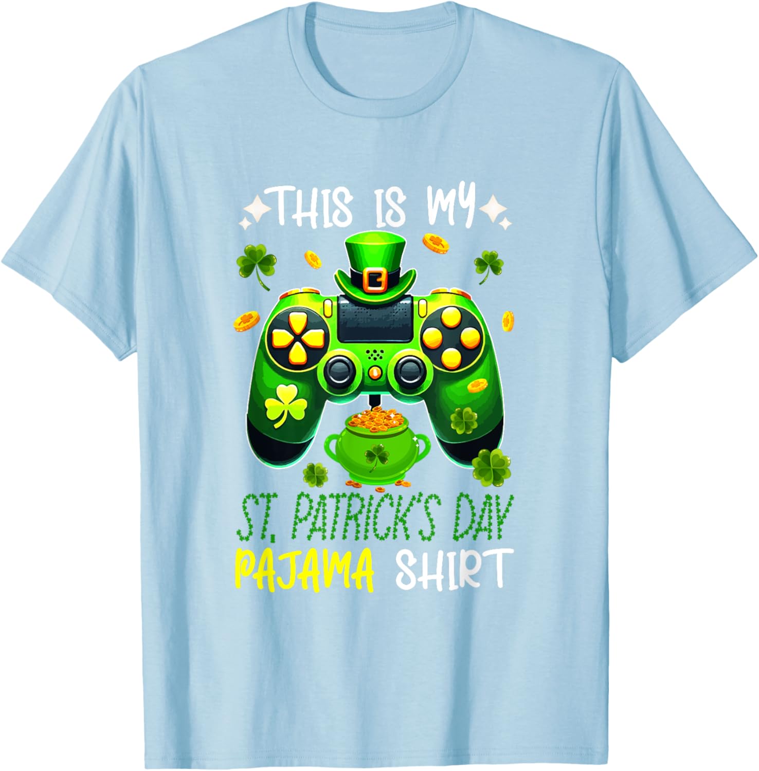 St. Patrick's Day Gamer T-Shirt - Fun Pyjama Shirt for Gaming Enthusiasts - 11