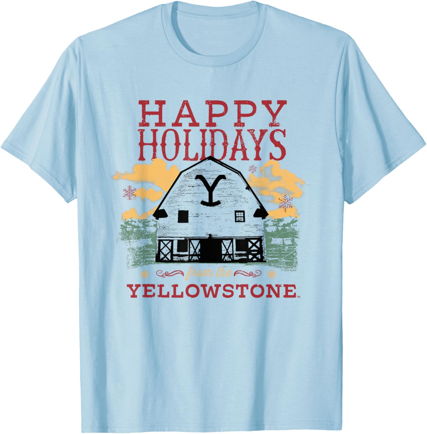 Yellowstone Christmas Happy Holidays Light T-Shirt for Festive Fun - 4