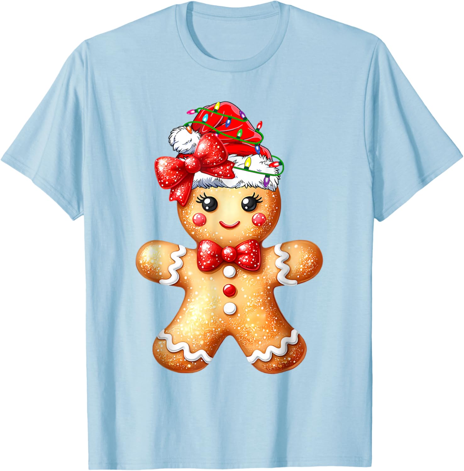 Merry Christmas Gingerbread Santa T-Shirt for Girls and Women - 8