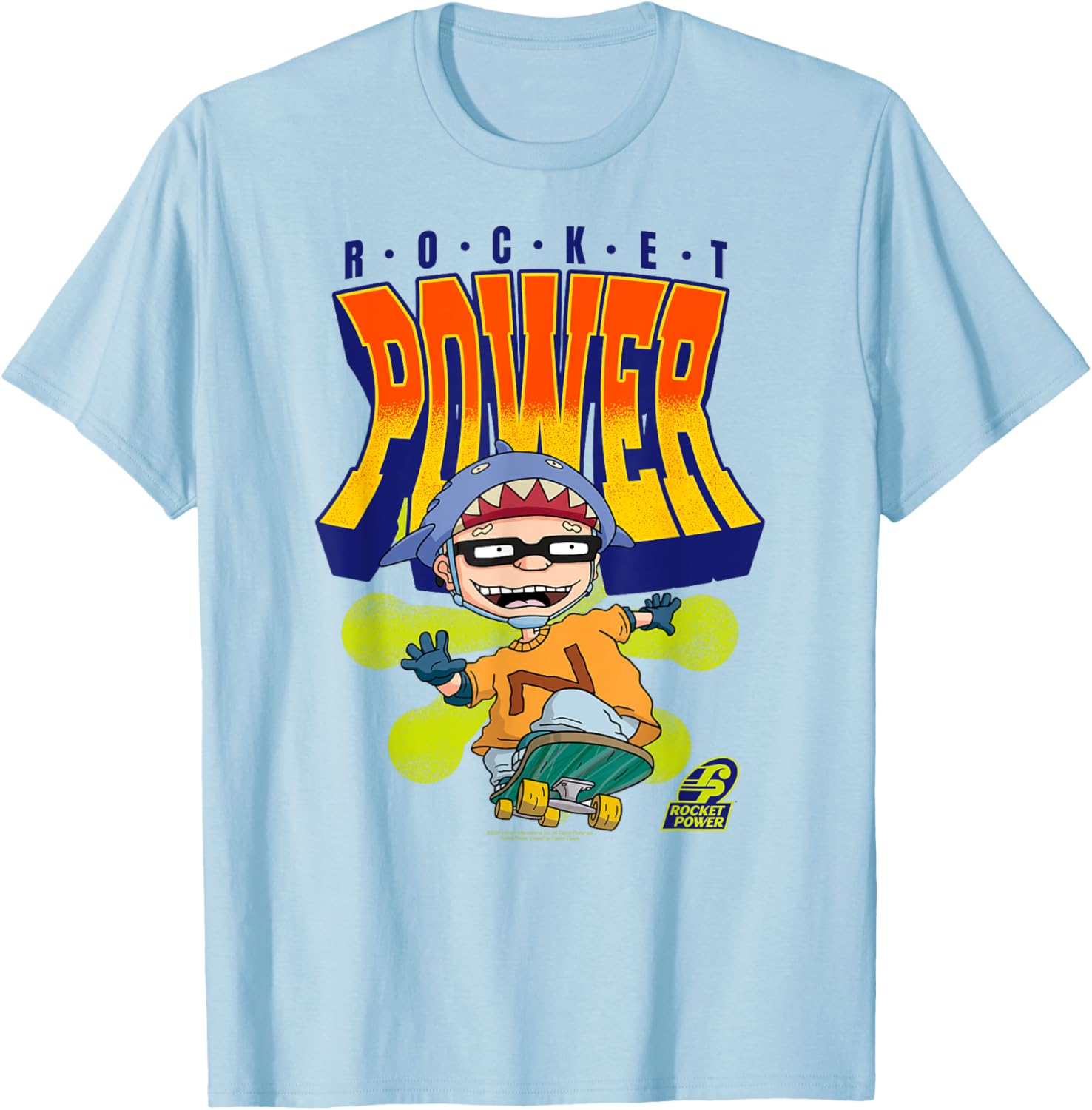 Retro Cartoon Shark Helmet Skateboarding T-Shirt for Fun Lovers - 2