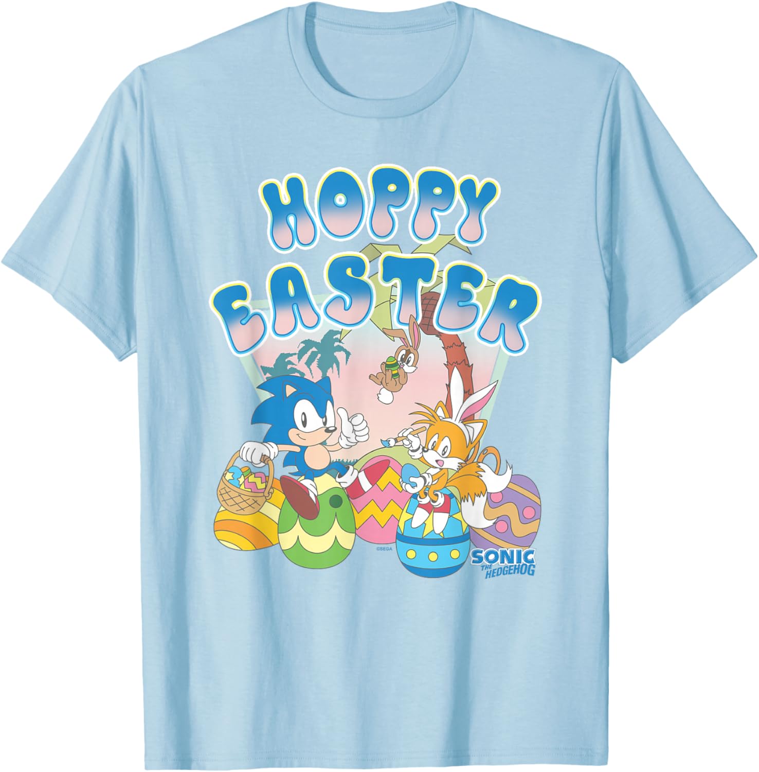 Sonic The Hedgehog Hoppy Easter T-Shirt with Retro Big Logo - 4