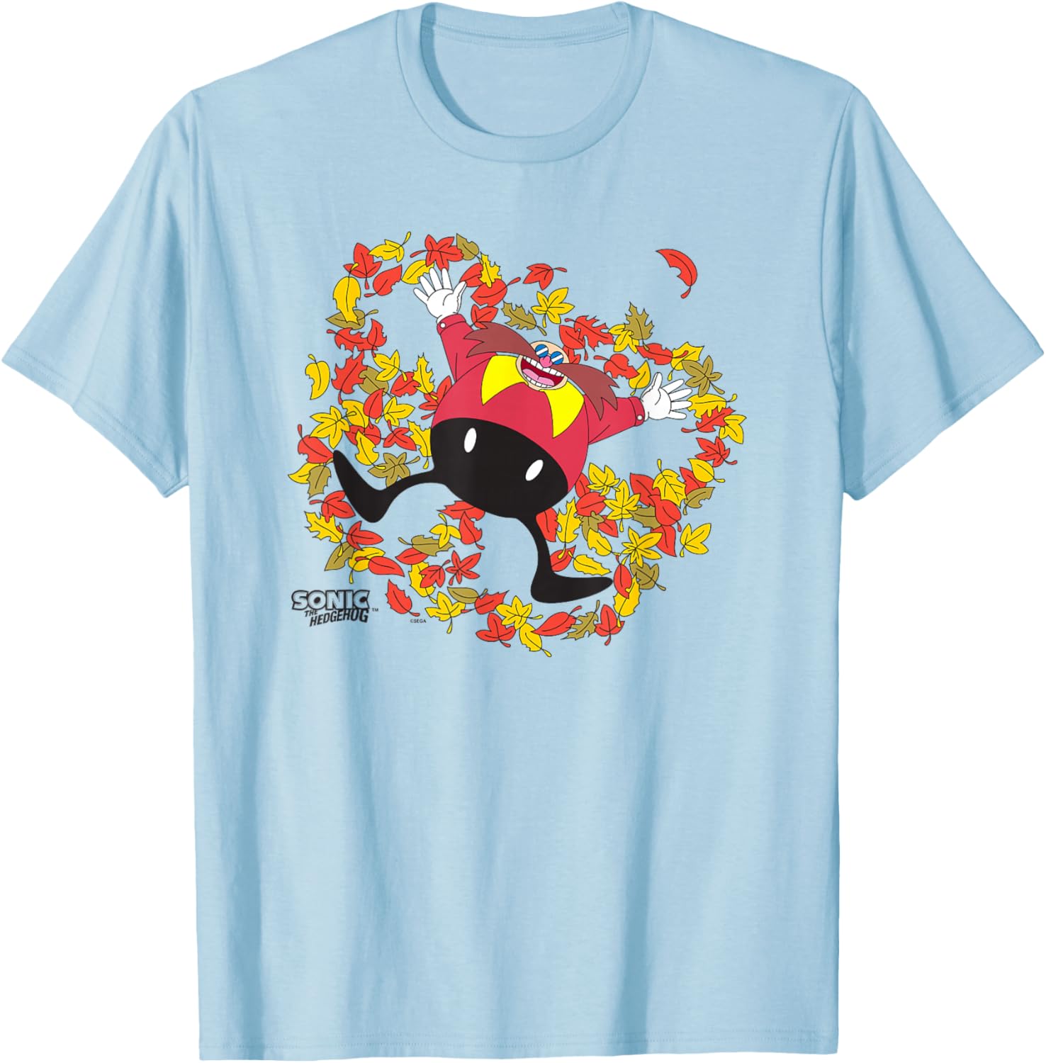 Sonic the Hedgehog Dr Eggman Happy Leaves Angel Chest Logo T-Shirt - 5