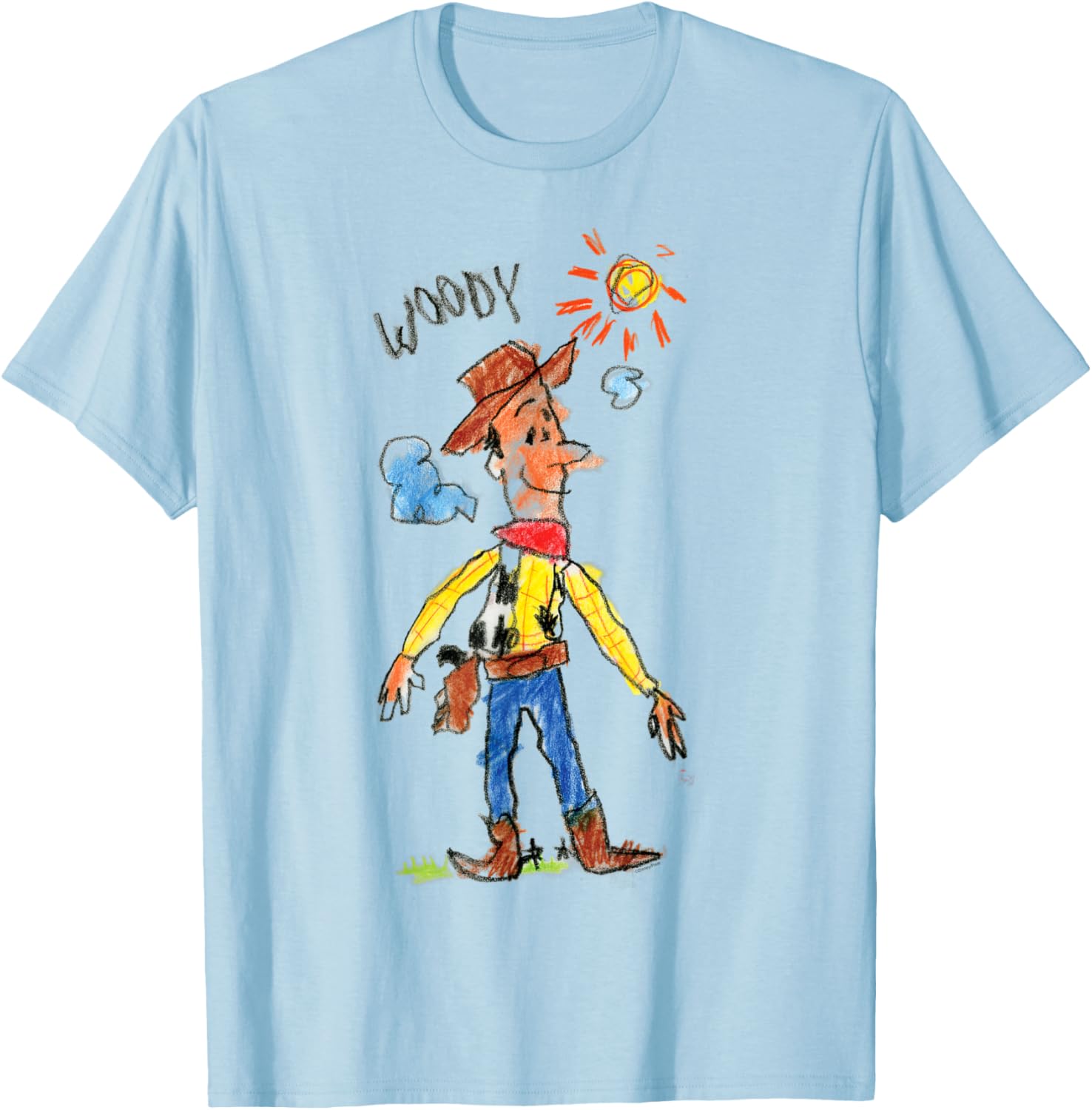 Toy Story Sheriff Woody Crayon Drawing T-Shirt for Kids and Adults - 6